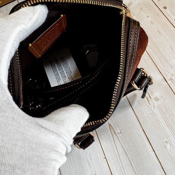 COACH Rowan Mini Satchel in Suede & Leather – Rich Mahogany Brown ✨ - Picture 9 of 10